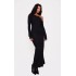 Black Heavy Brushed Asymmetric Ruched Maxi Dress