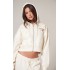 PRETTYLITTLETHING Cream Premium Print Zip Front Hoodie
