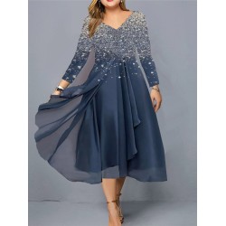 Plus Size Casual Dress Color Gradient V Neck Print Long Sleeve Spring Fall Casual Midi Dress Daily Vacation Dress – PRYCUS MITCHELL INC