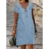 Denim Dress Casual Dress Midi Dress Denim Sexy Casual Daily Vacation Crew Neck Lace Pocket Short Sleeve Summer Spring 2023 Loose Fit Light Blue Floral Pure Color S M L XL XXL – PRYCUS MITCHELL INC