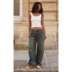 Vintage Turn Up Hem Barrel Style Jeans