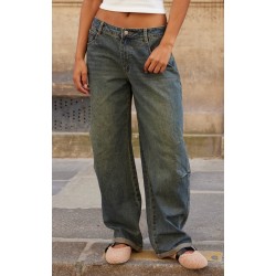 Vintage Turn Up Hem Barrel Style Jeans
