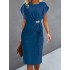 Party Dress Cocktail Dress Wedding Guest Dress Midi Dress Blue Green Short Sleeve Pure Color Ruffle Summer Spring Fall Crew Neck Party Evening Party Wedding Guest Vacation S M L XL 2XL 3XL – PRYCUS MITCHELL INC