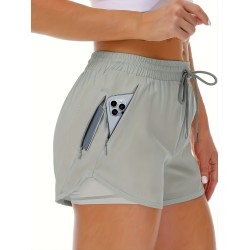 Solid Color 2-in-1 Sports Running Fitness Shorts With Multi Pockets, Women’s Activewear – PRYCUS MITCHELL INC